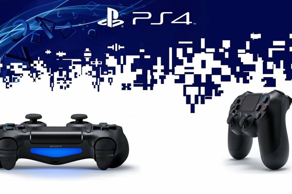 Pubblicità console su sfondo bianco e blu