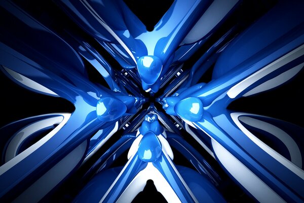 3d abstraction in blue and white