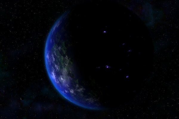 Blauer Planet im Weltraum