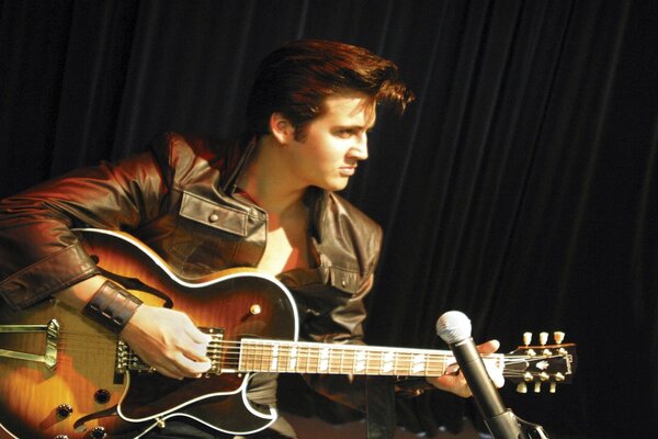 Photo of Elvis Presley in profile from the performance