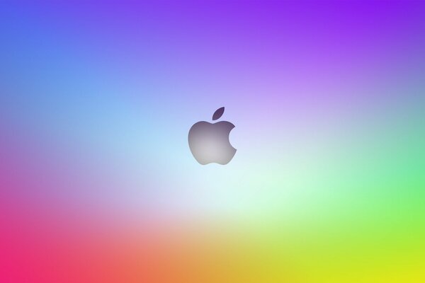 Auf einem bunten Hintergrund ist das Apple-Logo abgebildet