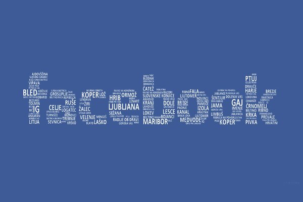 Facebook inscription in the form of white words on a blue background