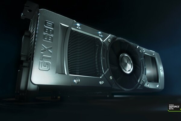 Carte graphique geforce gtx 690 sur fond bleu foncé