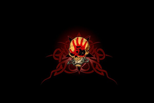 Skull with red patterns on a black background