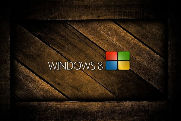 Logotipo de microsoft windows 8 sobre fondo de madera