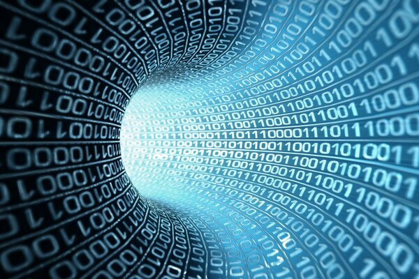 A funnel of numbers symbolizing a stream of binary code digits