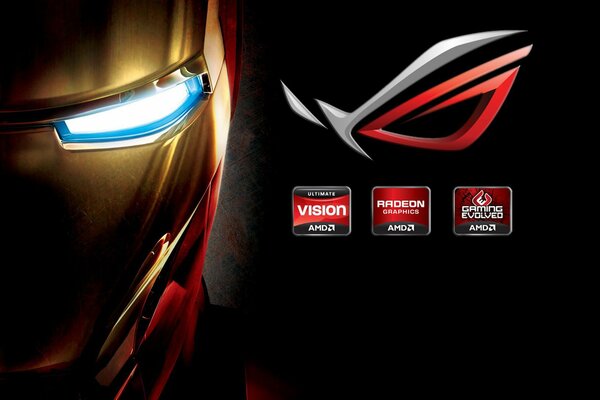 Masque Iron Man logo asus fond d écran