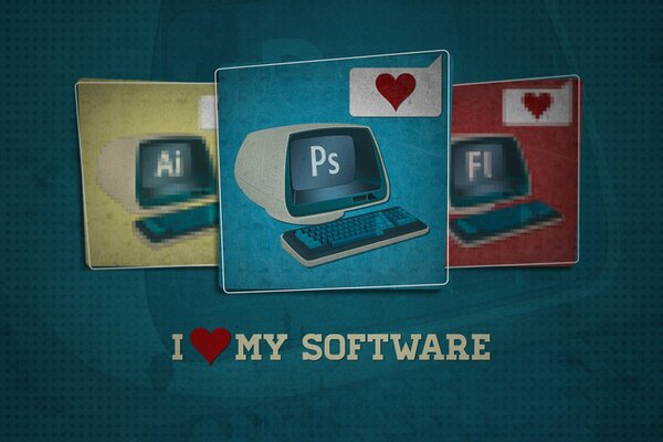 Photoshop moniteur clavier coeur