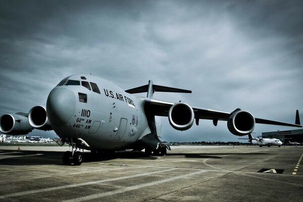 American military aircraft at the airfield