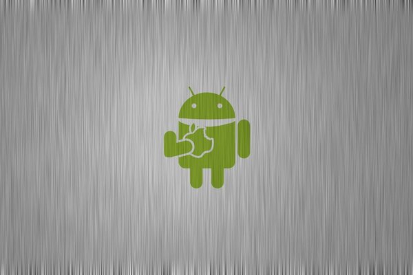 Logotipo de Android de Google sobre fondo gris