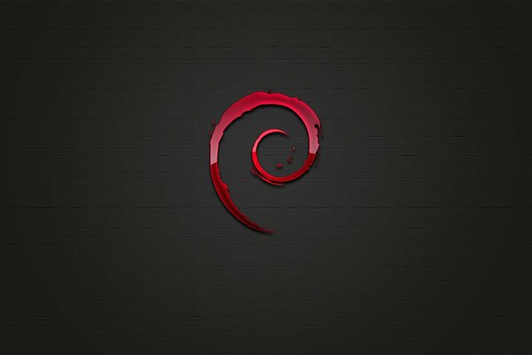 Minimalistisches Debian Linux Logo auf schwarzem Hintergrund