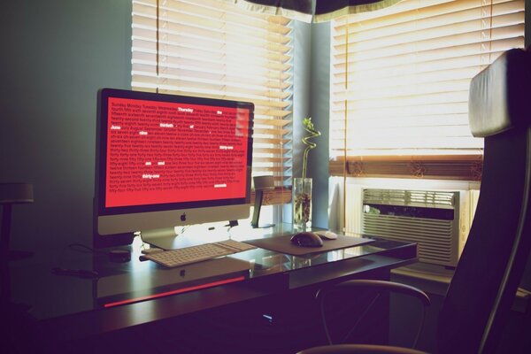 Office desk, workplace with monitor