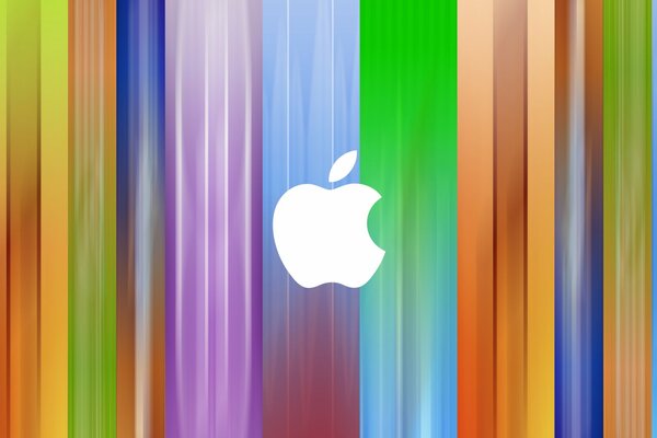 En un fondo multicolor, el logotipo de Apple