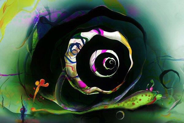 Creative image of a multicolored snail