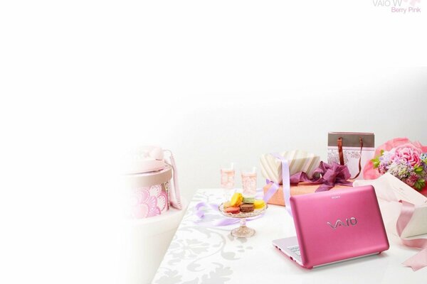 Ordinateur portable Sony rose comme cadeau