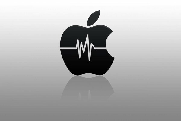 Logo apple na lustrzanym tle. Tętno