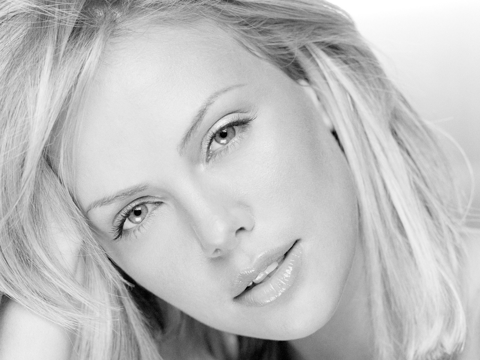 charlize theron black and white