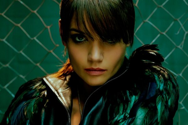 Katie Holmes actress in the image with feathers