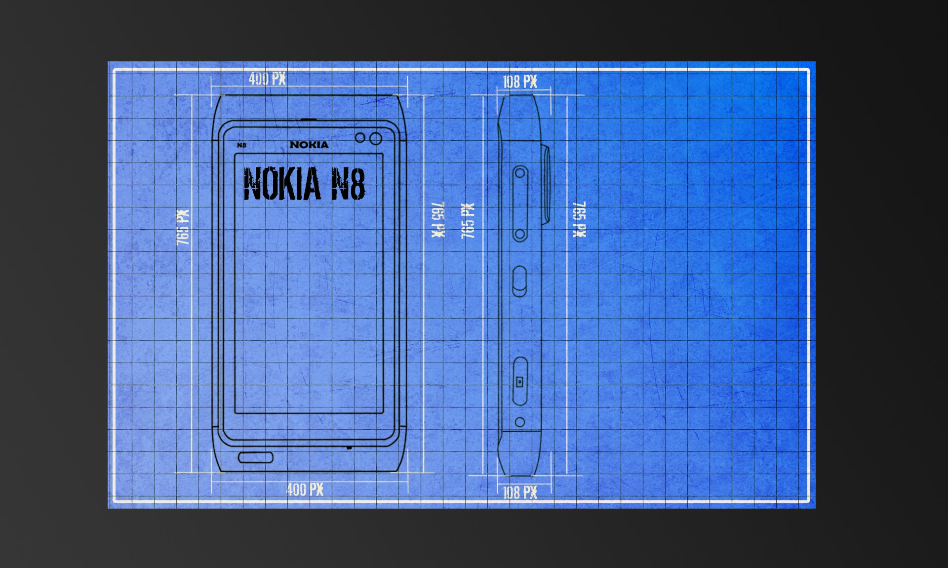 nokia n8 dessin fond gris lettrage