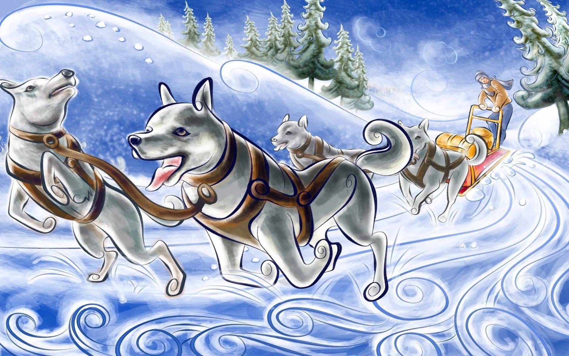 perros en trineo imagen nieve trineo dibujos perros