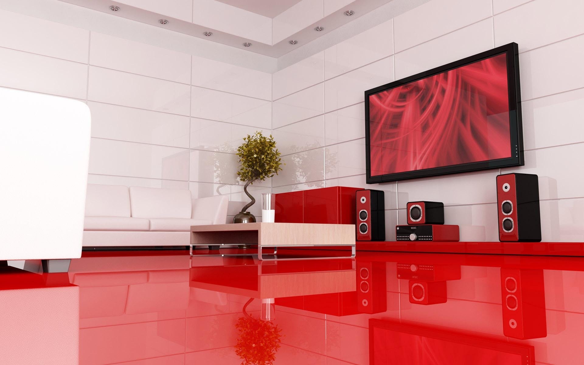 interior design stile rosso pavimento plasma