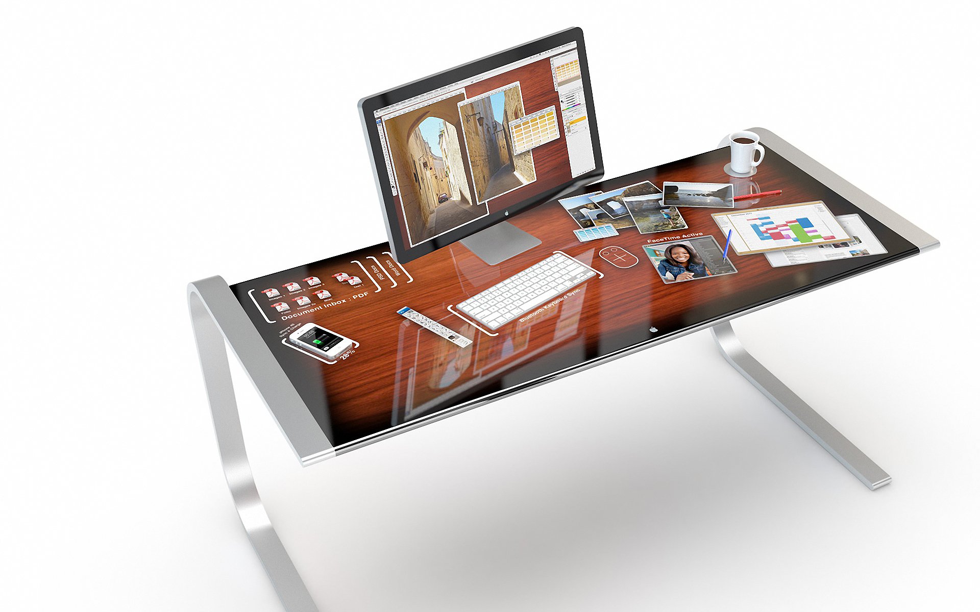 apple idesk concept design table reflection