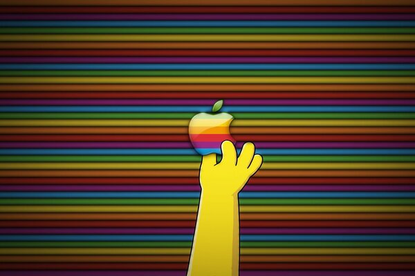 Logotipo de Apple y mano que se extiende hacia él