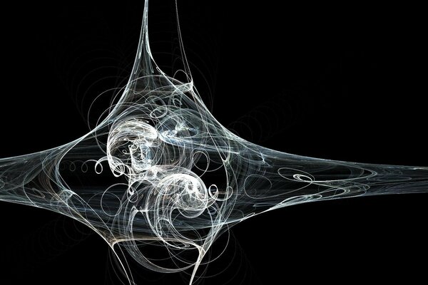 Spider web on a black background. graphics. 3d pattern