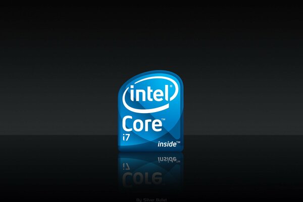 Etichetta Intel Core ai 7, Colore blu su sfondo nero