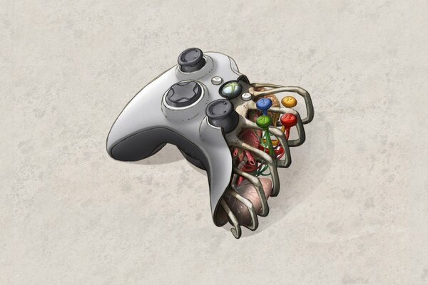 Joystick, imagen interior, botones de colores