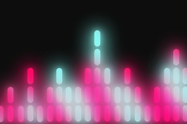 Pink and white equalizer on a black background