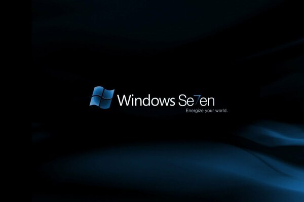 Logo windows 7 sur fond noir et bleu