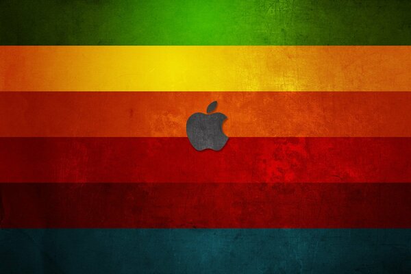 Das Apple-Logo auf dem Regenbogen in Form einer Flagge