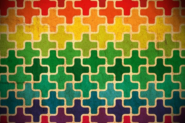 Colorful bright mosaic crosses