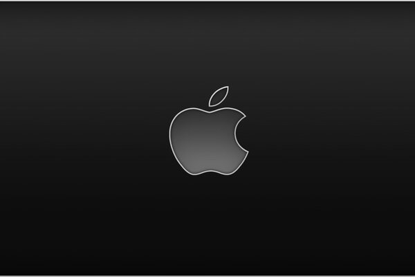 The apple logo is gray on a black background