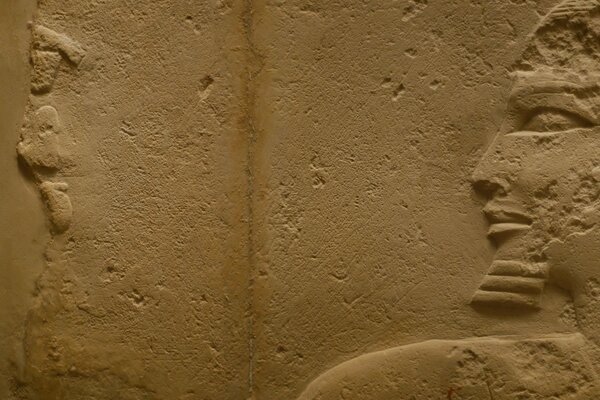 Pharaoh s face in profile on the sand-colored wall