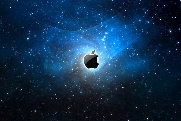 Logo della società americana apple sullo sfondo del cielo stellato