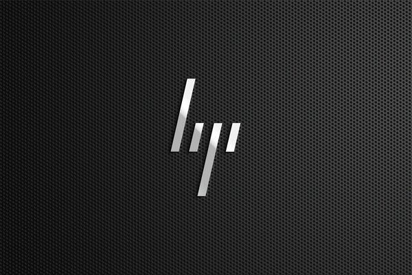 HP technology logo on a black background