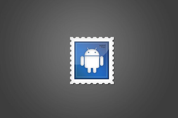 Stempel als Andriod-Symbol auf blauem Hintergrund