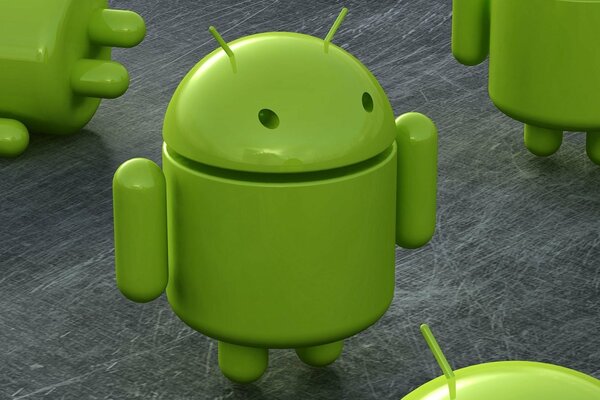 Android 3d-Modell-Logo auf grauem Hintergrund Standardbild