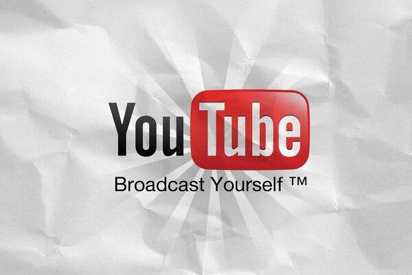 The Youtube logo. Crumpled paper