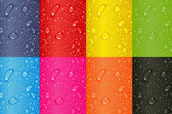 Colorful squares with water droplets