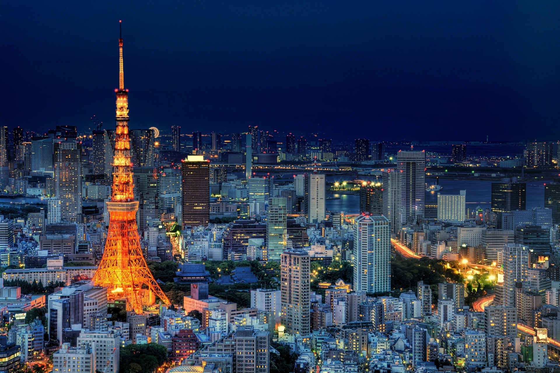 lumières capitale nuit tokyo ciel gratte-ciel métropole bleu ciel bâtiment japon tour éclairage maisons