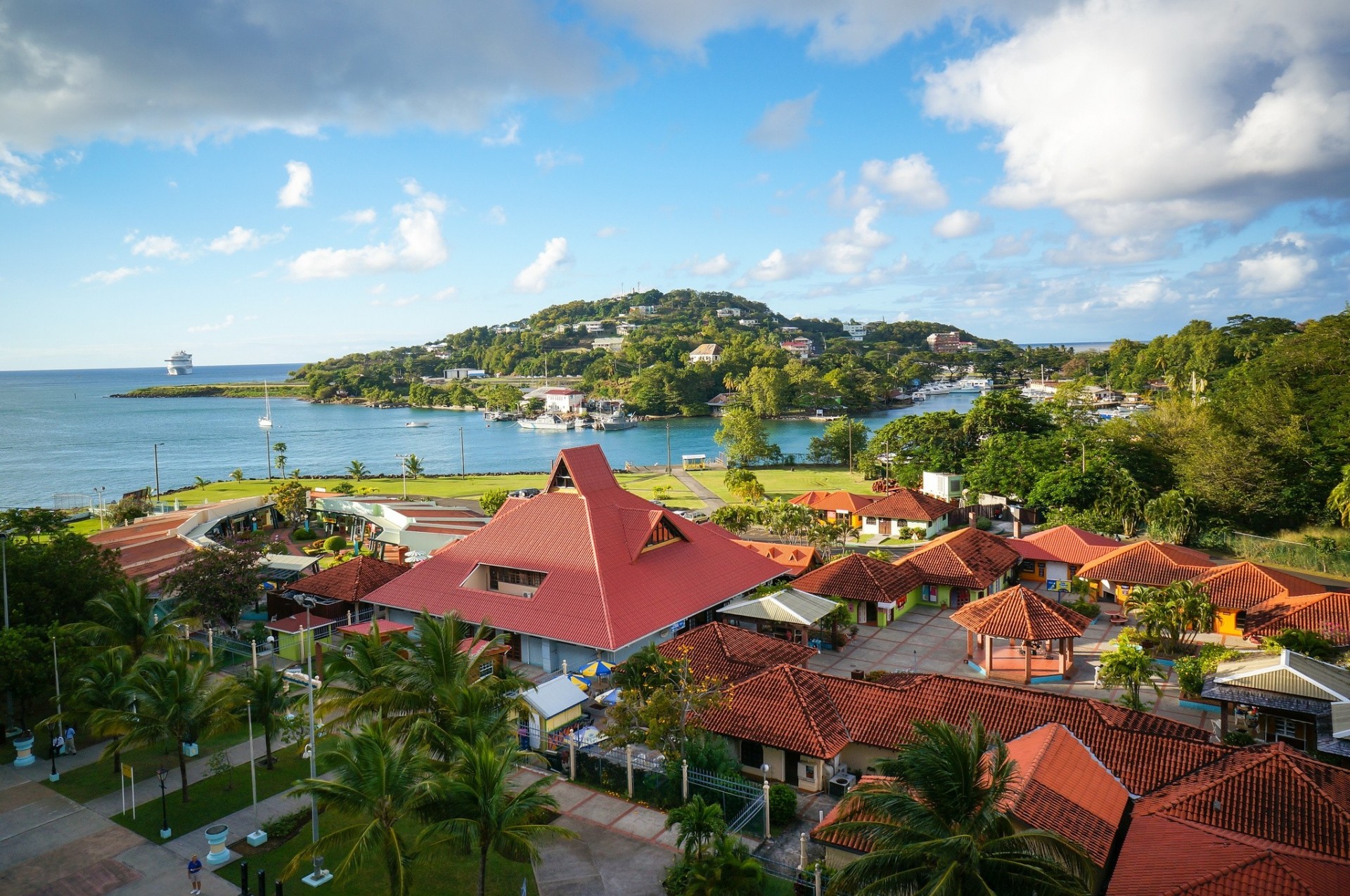 zuhause karibisches meer landschaft st. lucia palmen küste panorama halbinsel meer