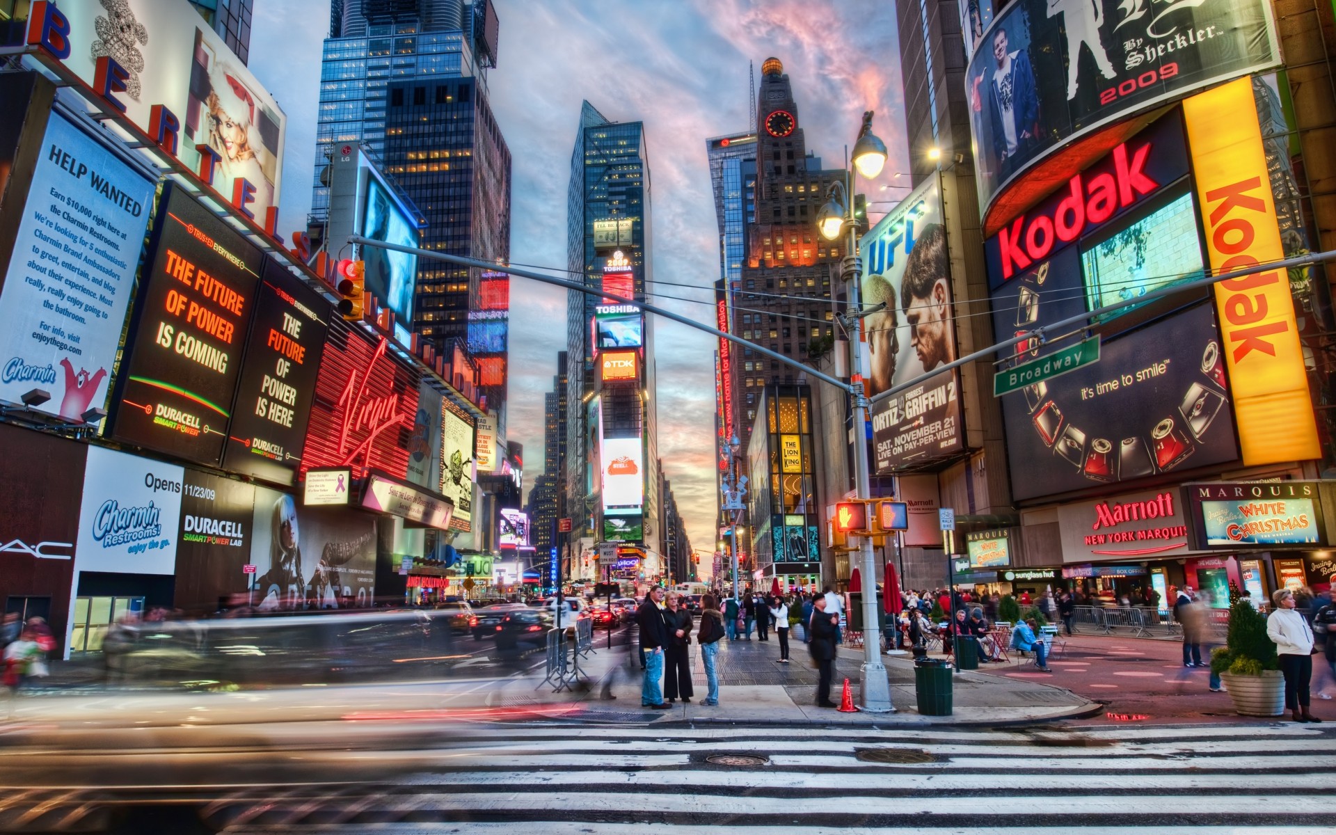 publicidad times square calle nueva york luces vista ciudad