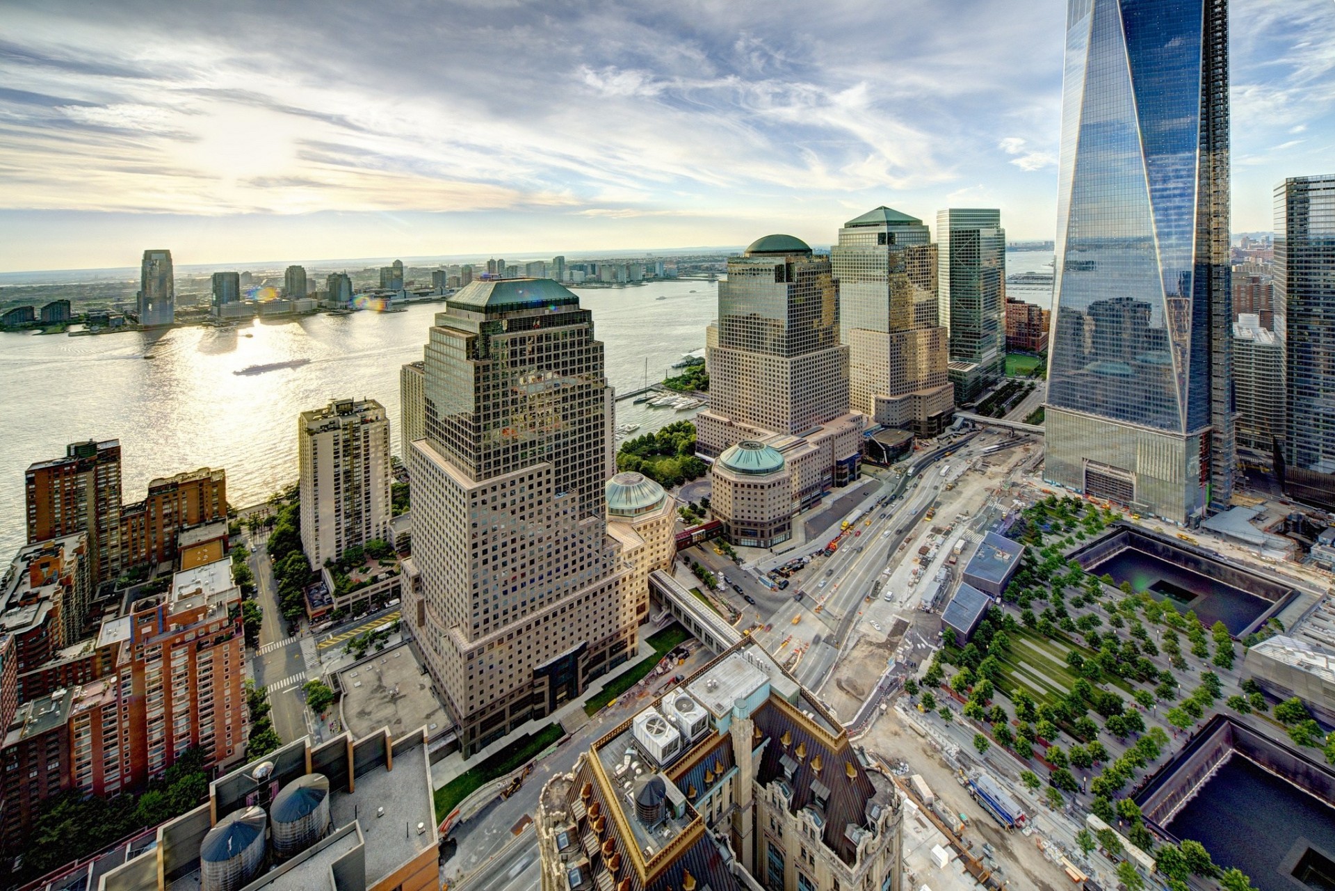 manhattan fluss hudson river new york panorama gebäude hudson river