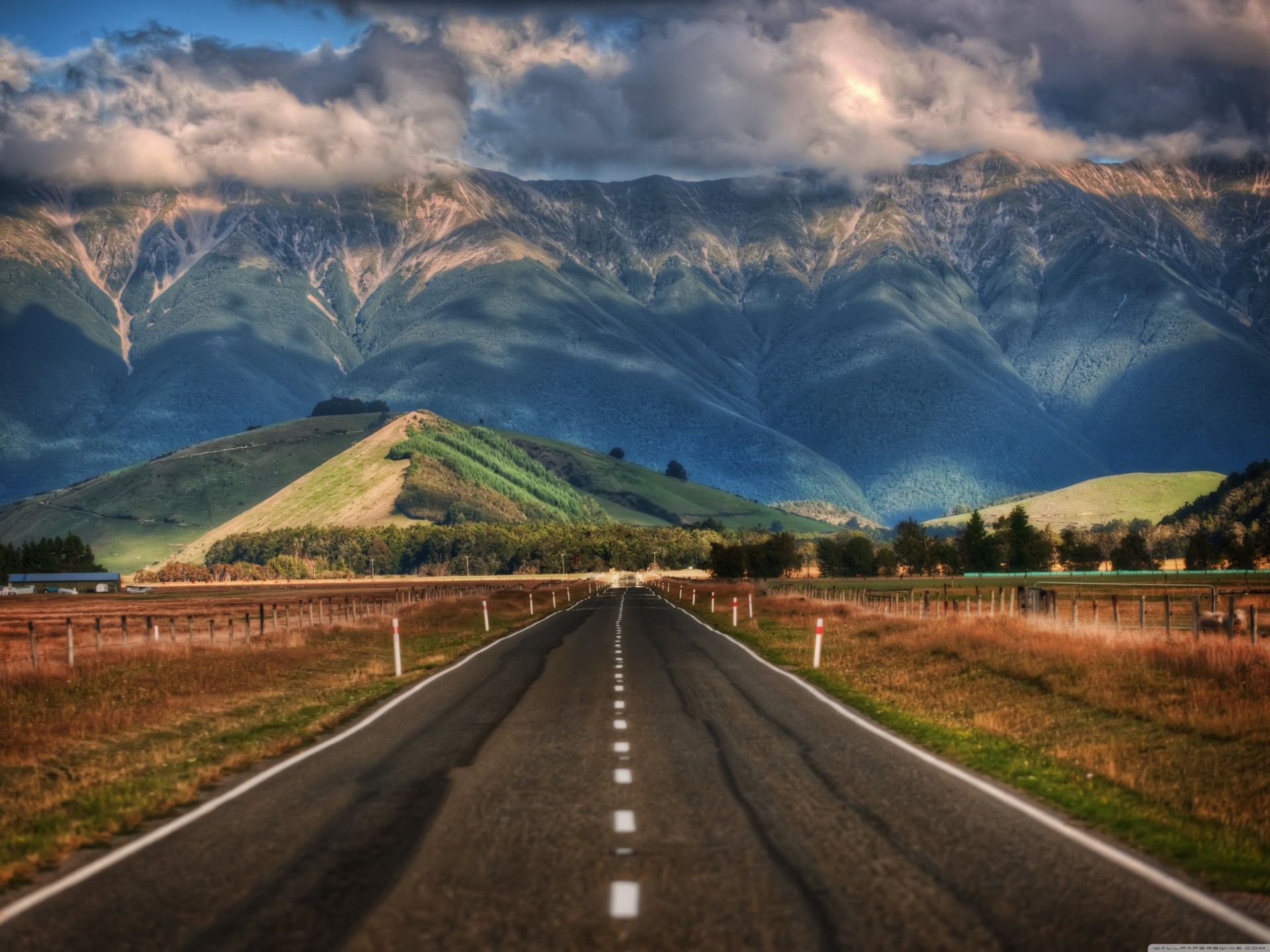 nueva zelanda nubes carretera naturaleza montaña