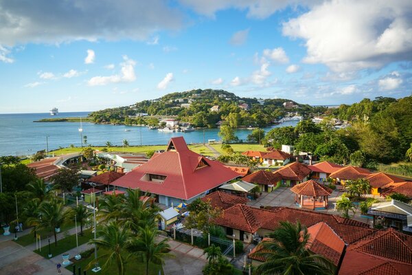 Vista de la casa y la playa. Mar Caribe