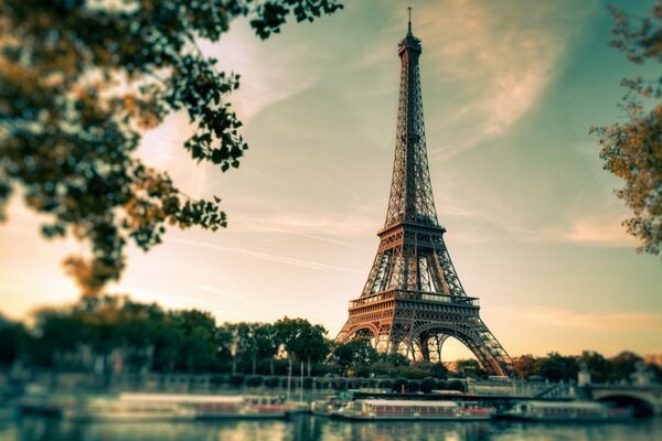 Eiffel Tower on the background of a beautiful sky