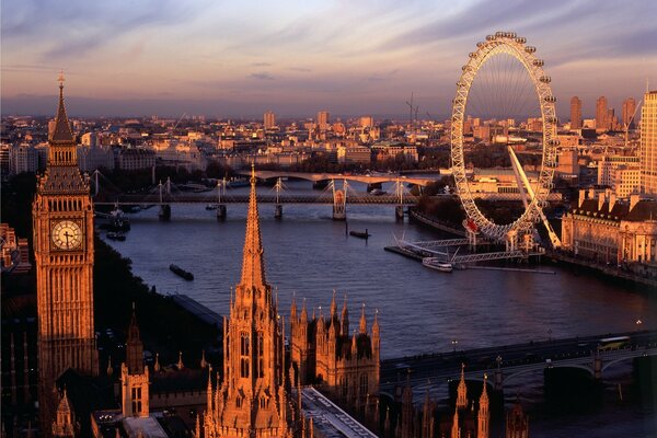 Morning panorama of the city of London